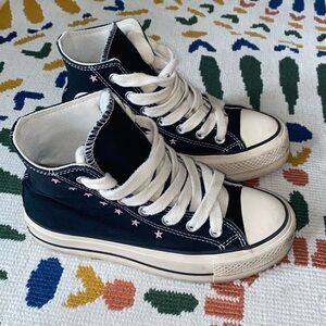 Converse All Star Lift Platform High 'Embroidered Stars - Black Lotus Pink’